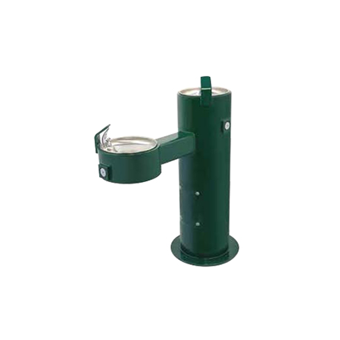 Barrier Free Round Metal Pedestal Dual Bubblers Drinking Fountain with Standard Valve System