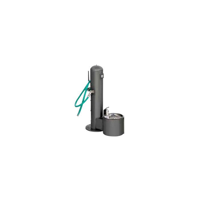 Stainless Steel Pedestal Pet Drinking Fountain With Hose Bibb and Hose