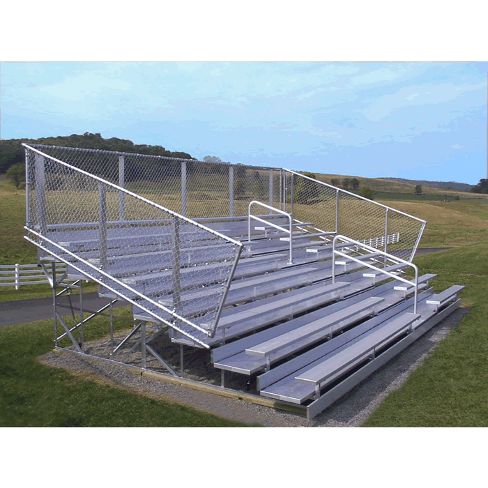 5 Row National Series "Deluxe" Bleacher with Aluminum Frame and Chain-Link Guardrail