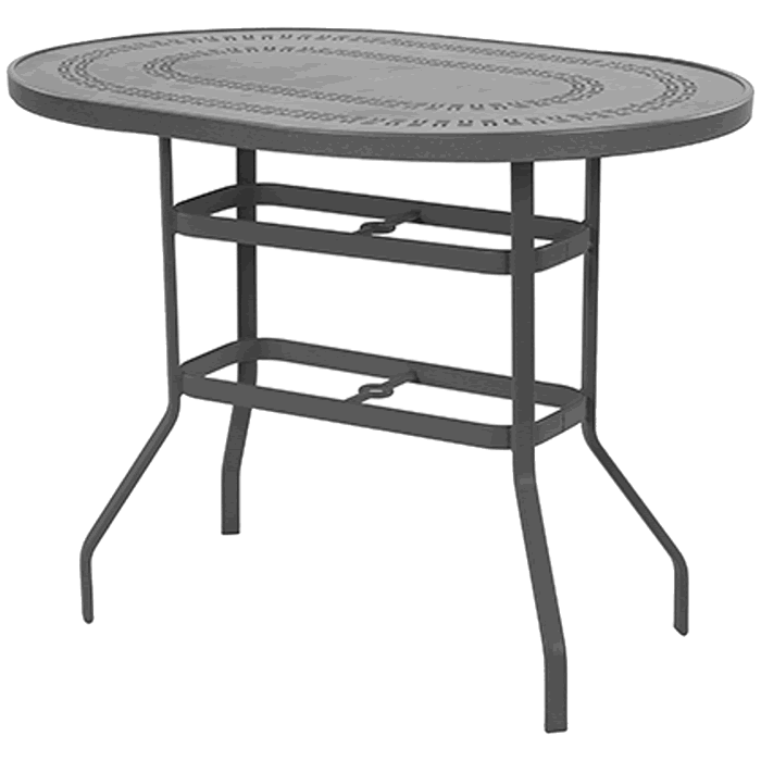 Oval Mayan Top Balcony Table, With Umbrella Hole