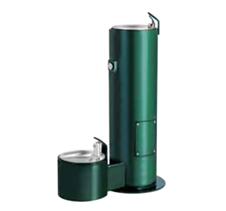 Round Metal Pedestal Drinking Fountain with Pet Fountain