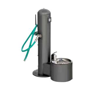 Stainless Steel Pedestal Pet Drinking Fountain With Hose Bibb and Hose
